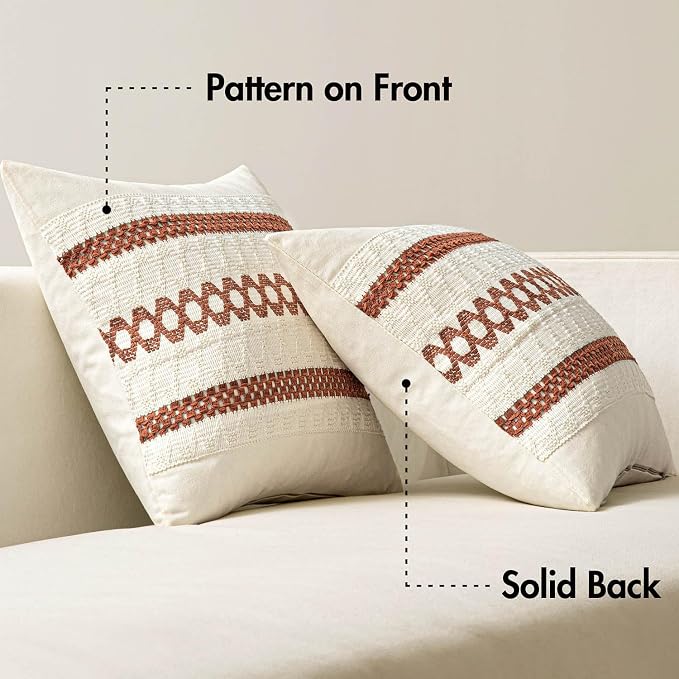 MIULEE Set of 2 Fall Rust Decorative Pillow Covers 20x20 | Farmhouse Boho Couch - Image 6