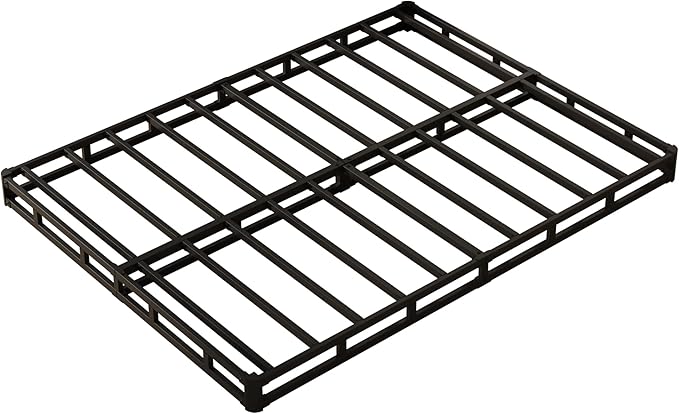 Queen Box Spring 4 Inch Low Profile, Heavy Duty Metal Box Spring Bed Base with Fabric Cover, Mattress Foundation, Easy Assembly, Noise Free, Black