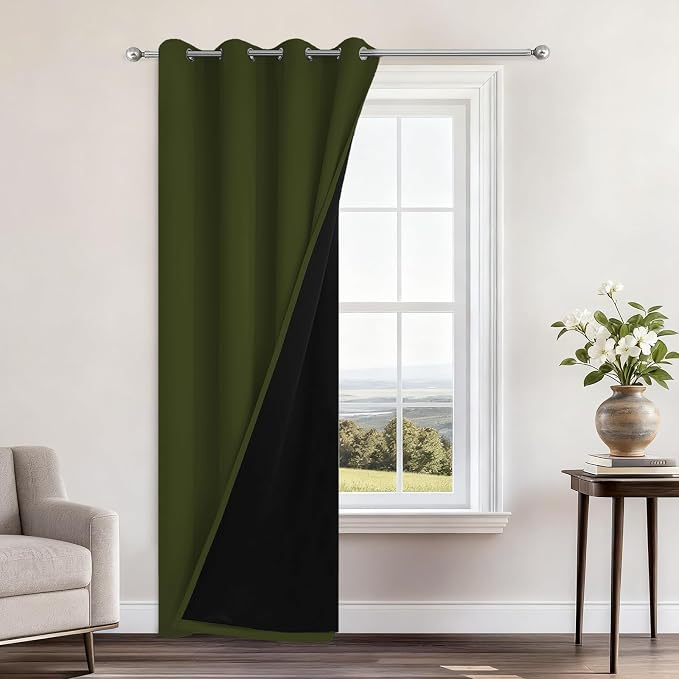 Yakamok Olive Green 100% Blackout Curtains 96 Inches Long 52" Wide 1 Panel | by Yakamok