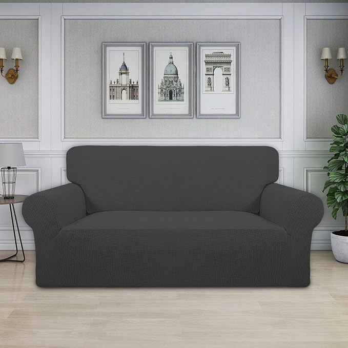 Easy-Going Stretch Oversized Loveseat Couch Covers Washable Dark Gray | 1-Piece - Image 2