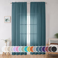Dusty Blue Sheer Curtains 90 Inches Long 2 Panels Set by OWENIE