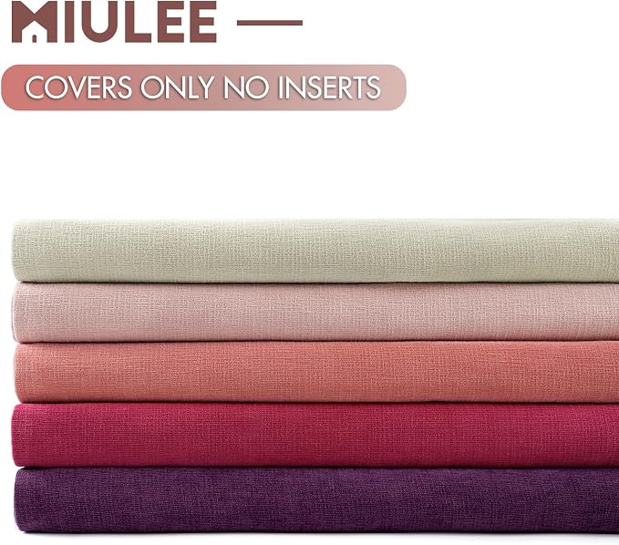 MIULEE Hot Pink Red Chenille Couch Throw Pillow Covers, 20x20 | Set of 2 - Image 6