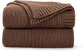 CozeCube Dark Brown Seed Stitch Throw Blanket 60"x80", Farmhouse Decor | Blanket by CozeCube