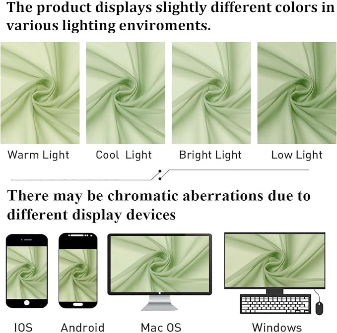 Light Green Sheer Curtains 72 Inches Long 2 Panels, Soft Voile Light Filtering - Image 6