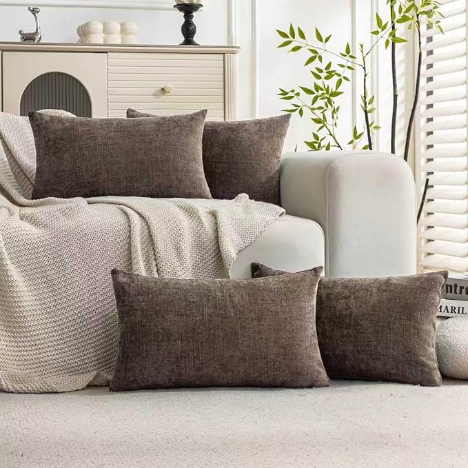 Set of 4 Soft Textured Decorative Throw Pillow Covers 12X20 Inch Cozy Farmhouse by Cozoomy