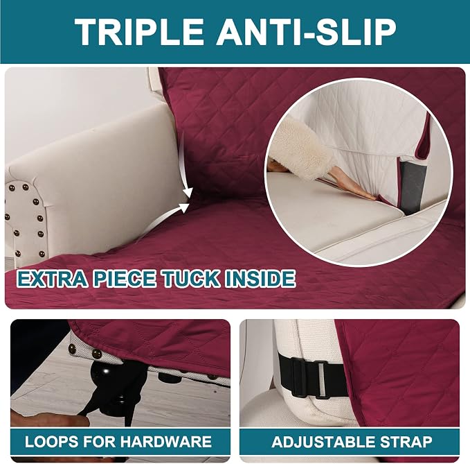 Turquoize 100% Waterproof Sofa Covers Chaise Lounge L Shape Sofa Protector Slip - Image 4