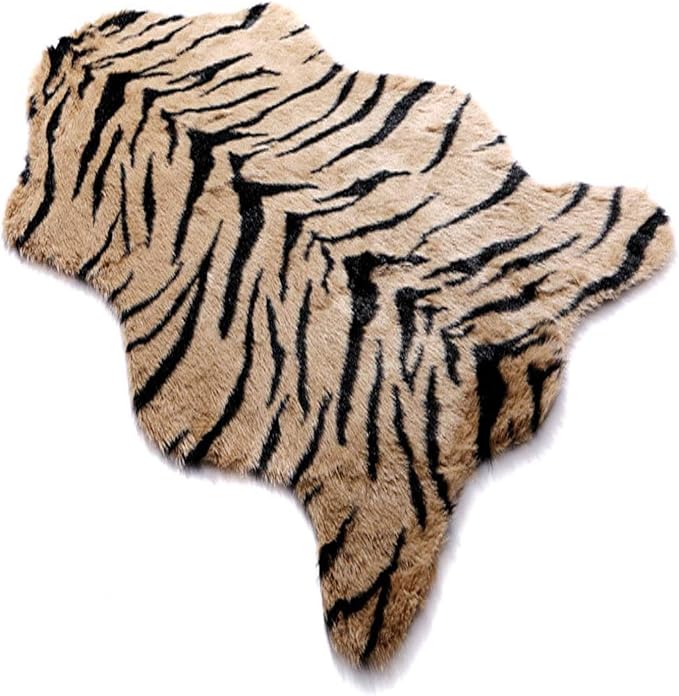 Tiger Print Rug, Faux Cowhide Area Rug Animal Printed Carpet Skin Fur Luxury by Seek4comfortable