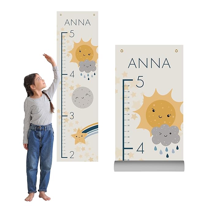 Prints Next Day – Custom Weather-Themed Growth Chart – 12" x 43.5" Wall Height Chart for Kids – Personalized with Name – Toddler Room Decor – Birthday – PVC-Free – Printed in USA