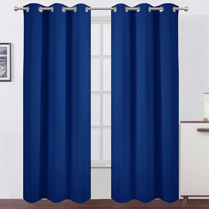 Blackout Curtains 38 x 84 inch/Royal Blue Curtains Set of 2 Panels/Thermal by Lemomo