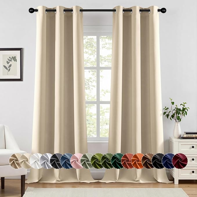 MIULEE Blackout Curtains for Bedroom 2 Panels 40 x 90 Inch Long Cream Beige | by MIULEE