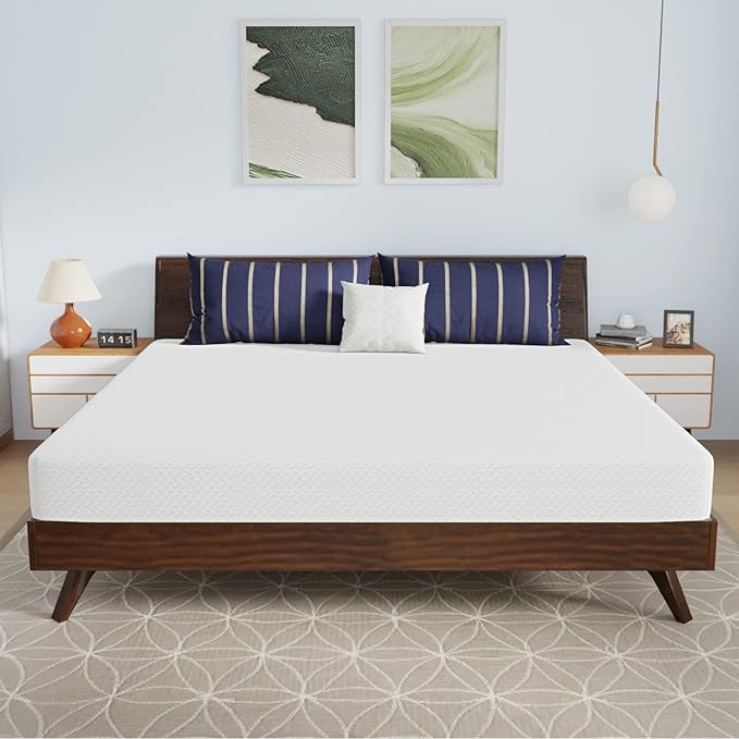 PayLessHere Memory Foam Mattress Cooling Gel Bamboo Charcoal，8 inch CertiPUR-US Certified Breathable Bed Mattress Pressure Relief,Fiberglass Free,White King