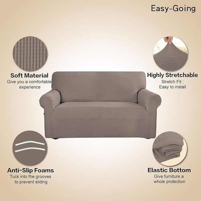 Easy-Going Stretch Oversized Sofa Couch Slipcover Washable Taupe | 1-Piece - Image 3