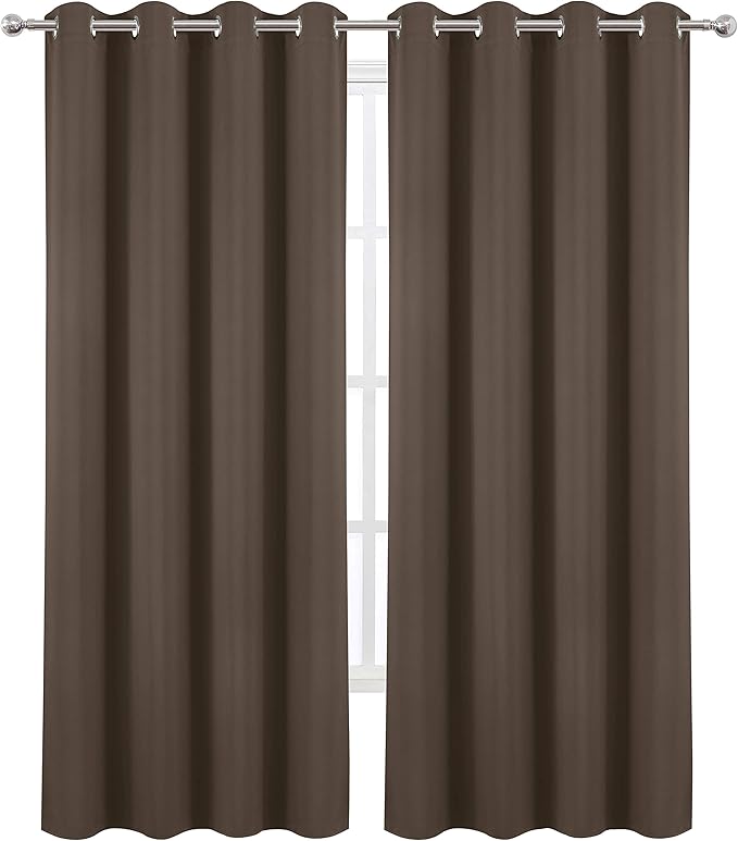 Chocolate Brown Thermal Blackout Curtains/52 x 108 Inch/Set of 2 Panels Room - Image 2