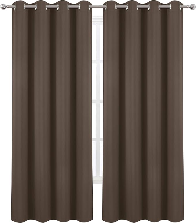 Chocolate Brown Thermal Blackout Curtains/52 x 95 Inch/Set of 2 Panels Room - Image 2