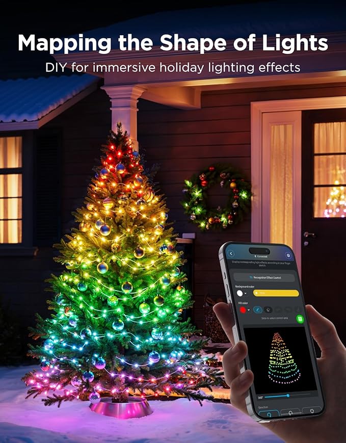 Govee Christmas Lights 2, RGBWIC 66FT 200LEDs Holiday String Lights with Shape Mapping Function, Smart LED Decoration for Indoor Outdoor Tree, 130+ Preset Scenes, Voice and APP Control, Clear Wire