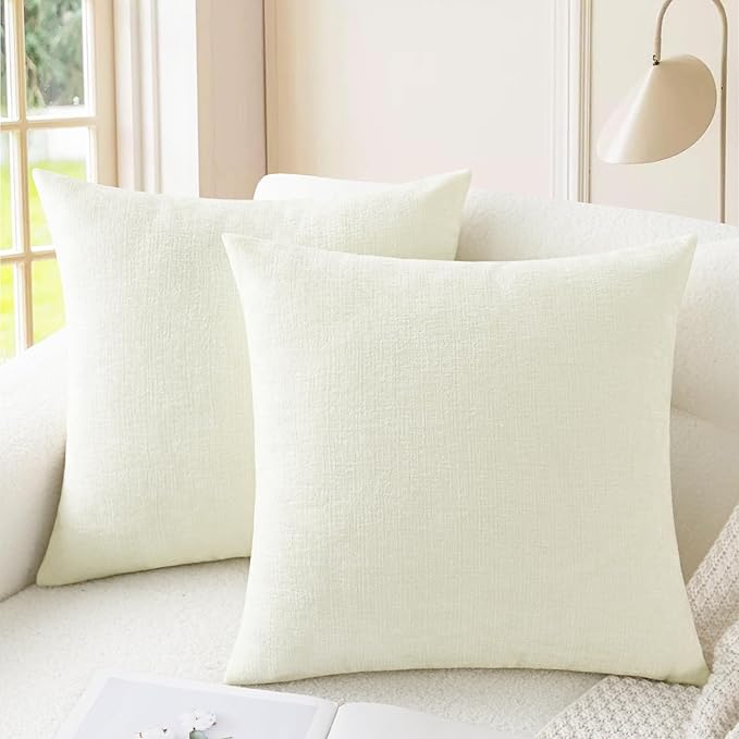 CaliTime Decorative Couch Throw Pillow Covers 22 X 22 Inches Cream | Pack of 2 by CaliTime