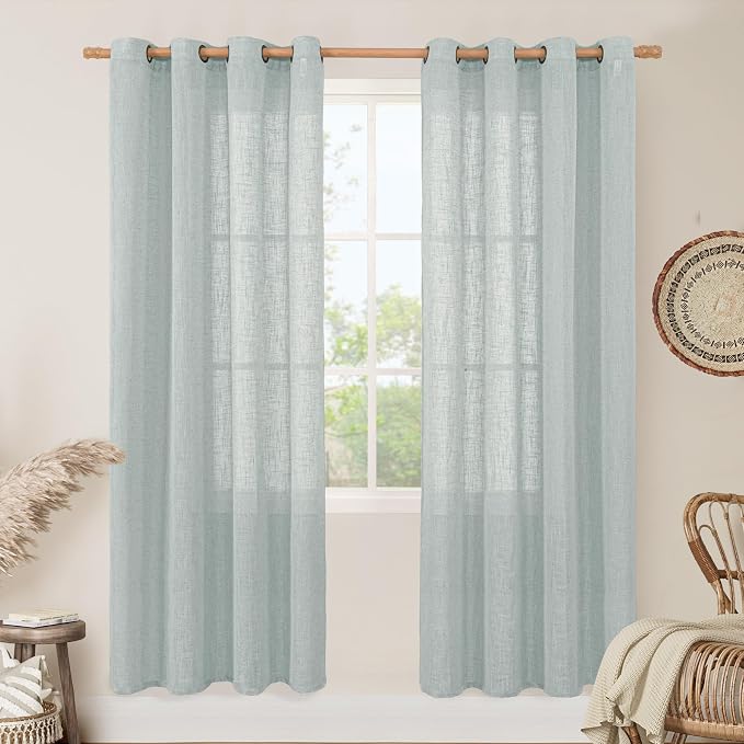 80 Inch Semi Sheer Linen Curtains by LAMIT