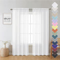 White Sheer Curtains 72 Inches Long 2 Panels, Light Filtering Voile Drapes by Lecloud