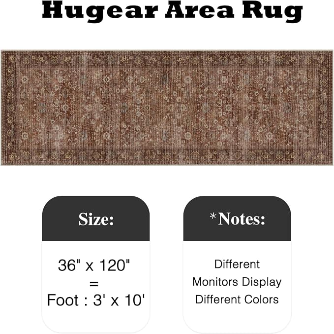 3x10 Brick Red Vintage Floral Washable Runner Rug - Image 2