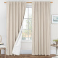 84 Inch Oatmeal 100% Blackout Linen Curtains by LAMIT