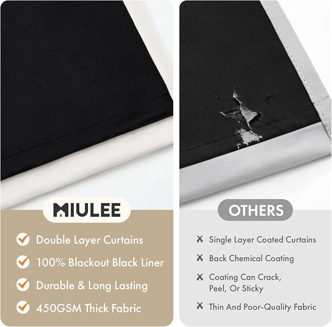 MIULEE Ivory 100% Blackout Curtains - Image 4