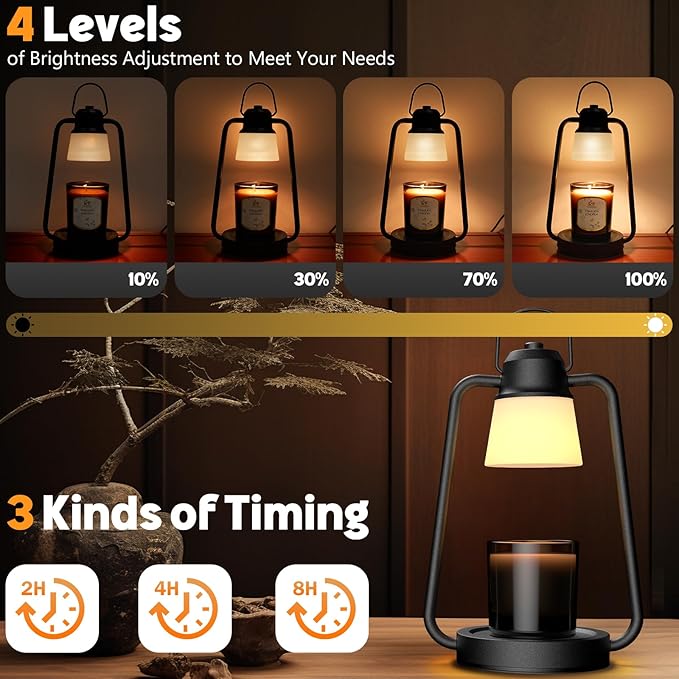 MAOYUE Candle Warmer Lamp with Timer and Dimmer for Jar Candles - Electric Wax Melt Warmer, Vintage Black Decor Lamp, Perfect Housewarming & Birthday Gift for Women, Mom | Upgraded