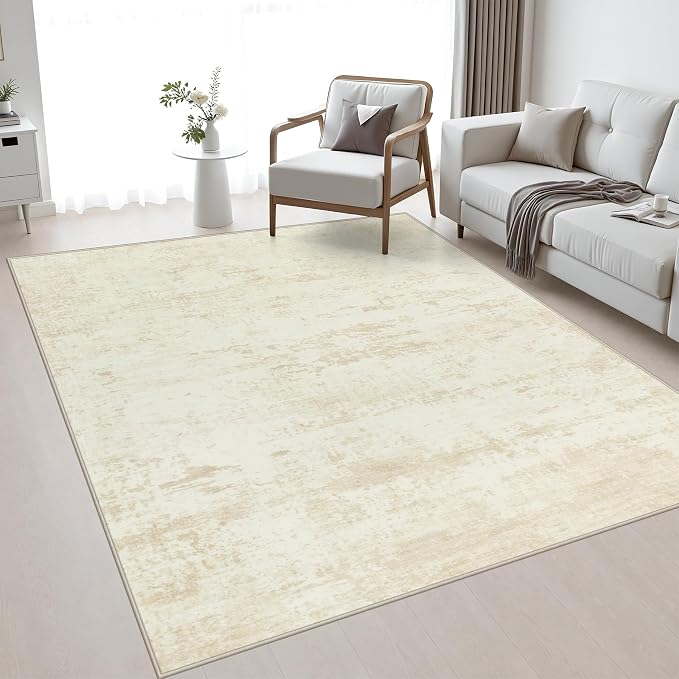 Area Rug Living Room: 4x4 Modern Washable Indoor Soft Carpet Beige | by FXRHLP