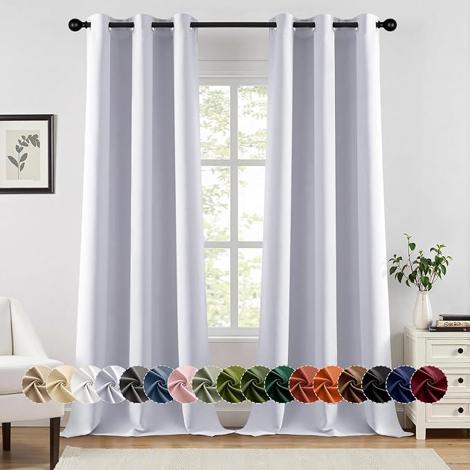 MIULEE Blackout Curtains for Bedroom 2 Panels 40x96 Inch Long Greyish White | by MIULEE