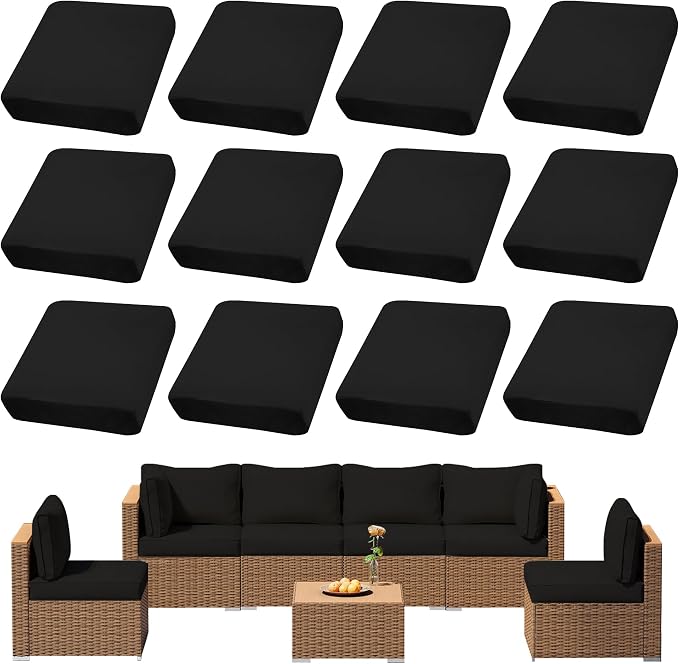 12Pcs Outdoor Cushion Covers, Elastic Patio Cushion Covers | Washable, by dreahoteztil