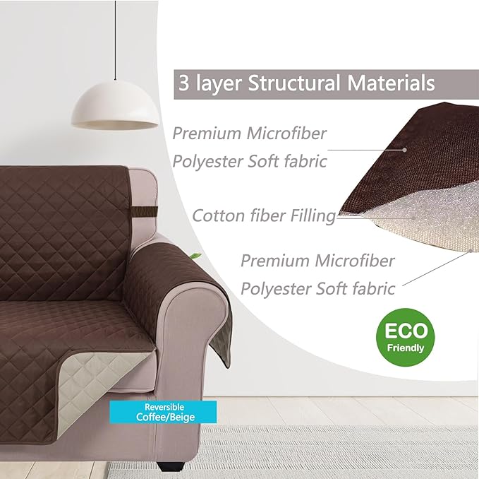 U-NICE HOME Reversible Recliner Chair Covers, Coffee/Beige | 28''Recliner Cover - Image 4