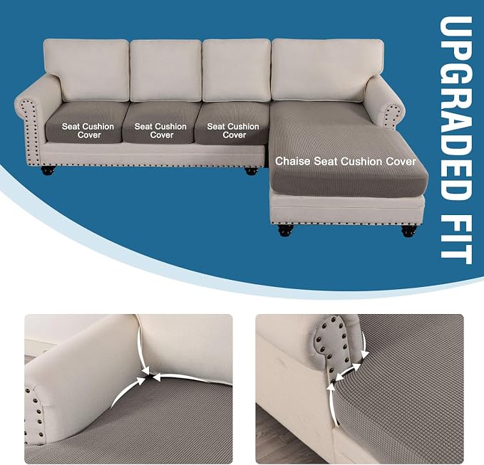 H.VERSAILTEX Sectional Couch Covers 4 Pieces Sofa Seat Cushion Covers L Shape - Image 4