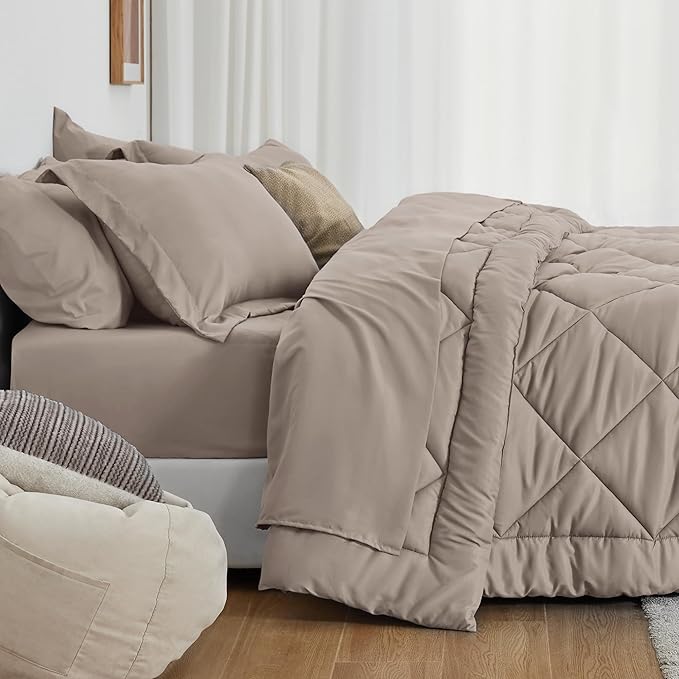 Love's cabin Twin XL Comforter Set Burlwood, 5 Pieces Twin XL Bed in a Bag, All Season Twin XL Bedding Sets with 1 Comforter, 1 Flat Sheet, 1 Fitted Sheet, 1 Pillowcase and 1 Pillow Sham