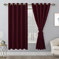 Blackout Curtains for Bedroom, 60 x 63 Inches Length, Burgundy | Thermal by Hiasan