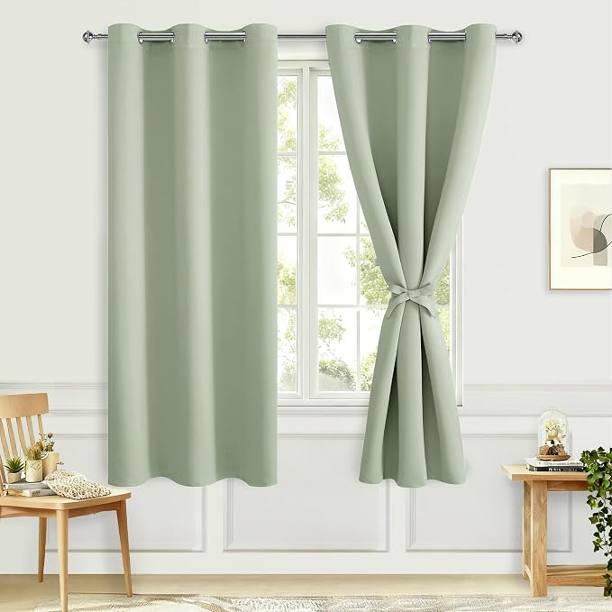 Blackout Curtains for Bedroom, 42 x 72 Inches Long, Seafoam Green | Thermal by Hiasan