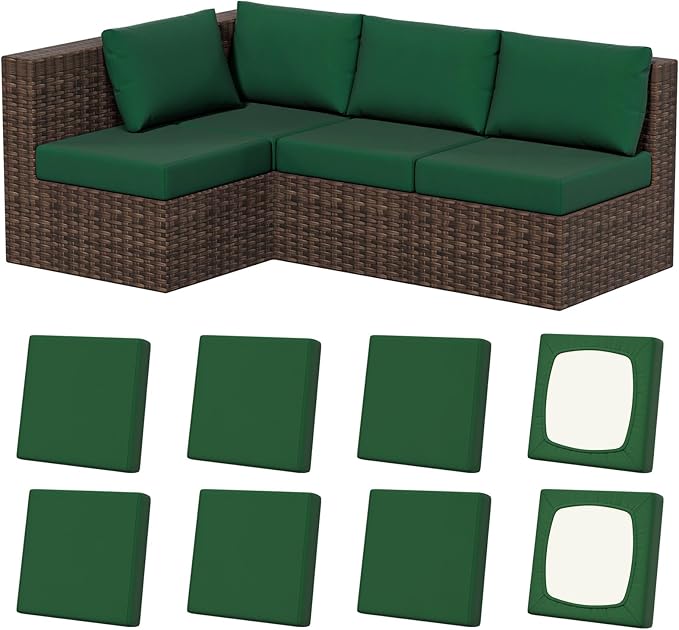 8Pcs Outdoor Cushion Covers, Stretch Patio Furniture Couch Chair Slipcovers | by VORSHAPE