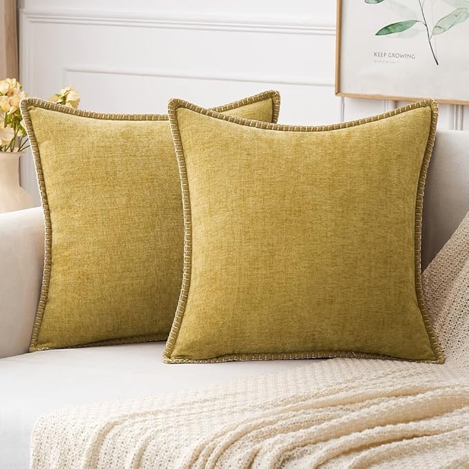 MIULEE Decorative Couch Throw Pillow Covers 20x20 Inch Mustard Yellow | by MIULEE