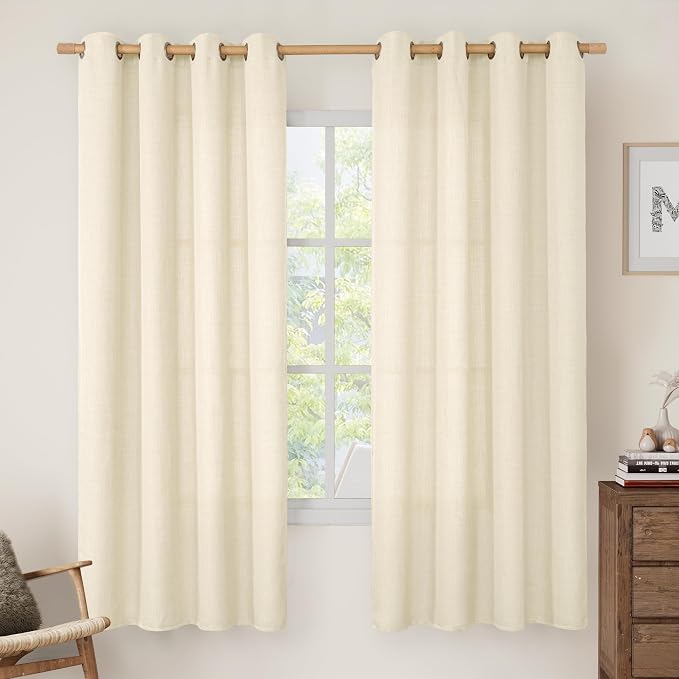 72 Inch Length Sheer Linen Curtains by LAMIT