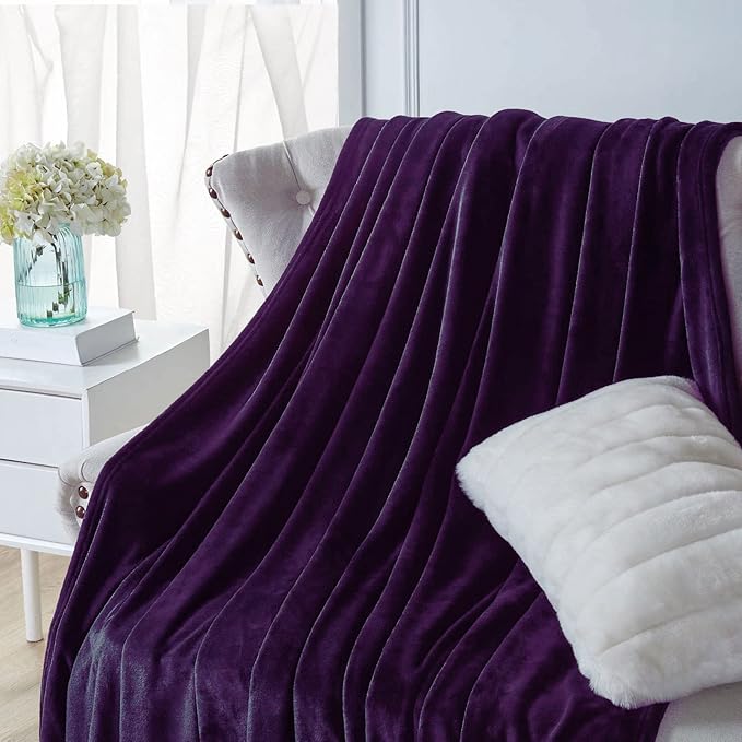 Walensee Fleece Blanket Plush Throw Fuzzy Lightweight (Queen Size 90x90 Purple) Super Soft Microfiber Flannel Blankets for Couch, Bed, Sofa Ultra Luxurious Warm and Cozy for All Seasons
