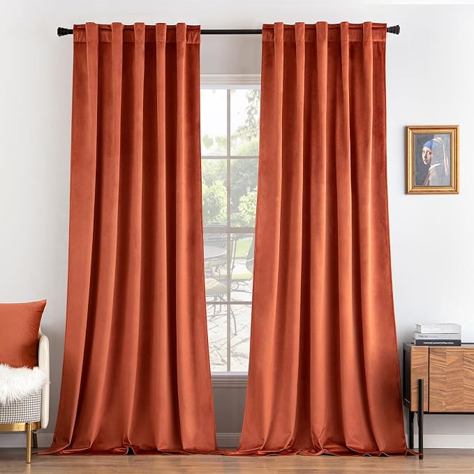 MIULEE Velvet Curtains Extra Wide 66x96 inches Fall Burnt Orange Curtains | by MIULEE