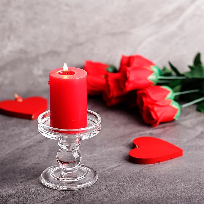 Glass Candle Holders for Pillar Candle or 3/4 inch Taper Candle, Unity Candle Holder Set of 3 for Wedding Ceremony Set, Candlestick Holder for Table or Home Decoration