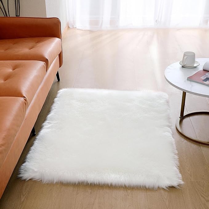 linmopm Faux Fur Sheepskin Rug, 3x4 ft | Shag Fluffy Fuzzy, High-Density Cushion - Image 3