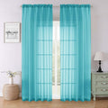 Turquoise Sheer Curtains 90 Inches Long 2 Pcs, Soft Airy Light Filtering Home by Lecloud