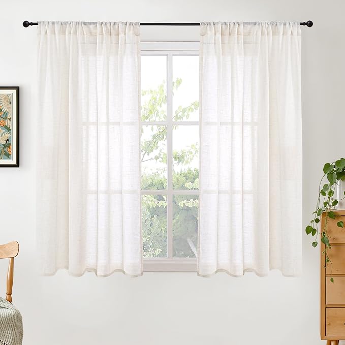 BGment 42X45 Inch Length Linen Semi Sheer Curtains by BGment