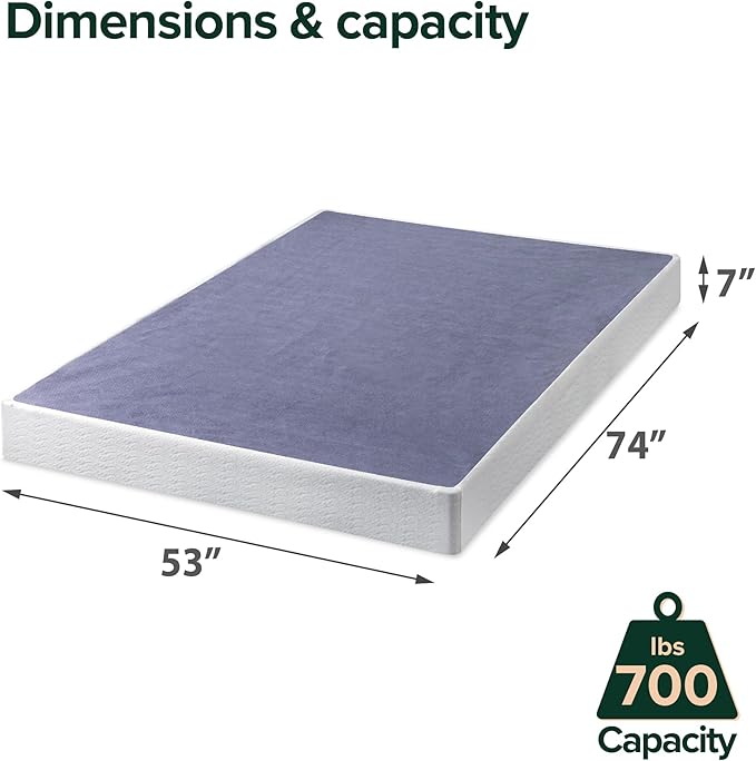 ZINUS 7 Inch Full Metal Smart Box Spring with Quick Assembly, Mattress Foundation, Strong Metal Frame, Easy Assembly