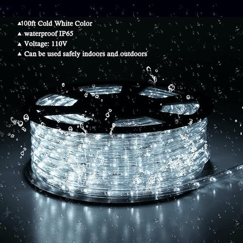 100ft Rope Lights Outdoor, Outdoor String Lights Waterproof, Decorative Lighting for Indoor/Outdoor, Garden,Backyards Halloween and Christmas Decoration, Landscape Lighting