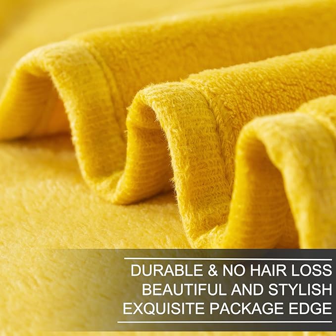 Fleece Blankets for All Season - Premium Lightweight Anti-Static Throw for Twin/Twin XL Size Bed Extra Long Soft Brush Fabric Warm Sofa Thermal Blanket 66" x 90"(Yellow)