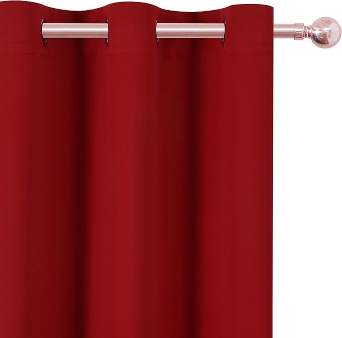 Red Blackout Curtains 34 x 84 Inch Length/Set of 2 Curtain Panels/Thermal - Image 7
