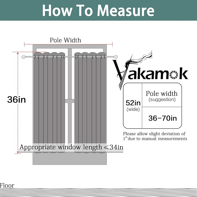 Yakamok Black Room Darkening Window Curtains 52x36 Inch - Image 7