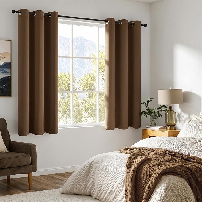 MIULEE Brown 100% Blackout Curtains - Image 6