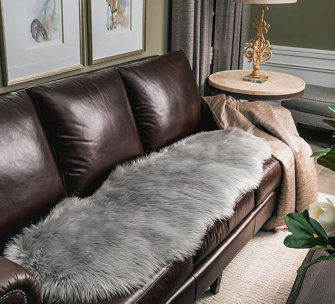 SERISSA 2x6 Fluffy Grey Faux Fur Area Rug - Image 7